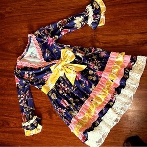 Ruffles by Tutu and Lulu Floral Ruffle Dress with Bow size 7-8Y